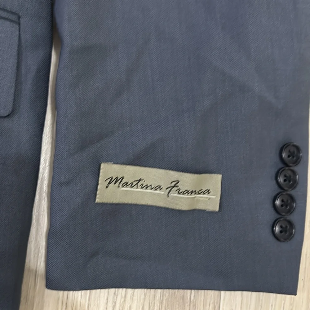 Martina Franca Gray Wool 3‎ Button Blazer 2 Piece Suit NWT